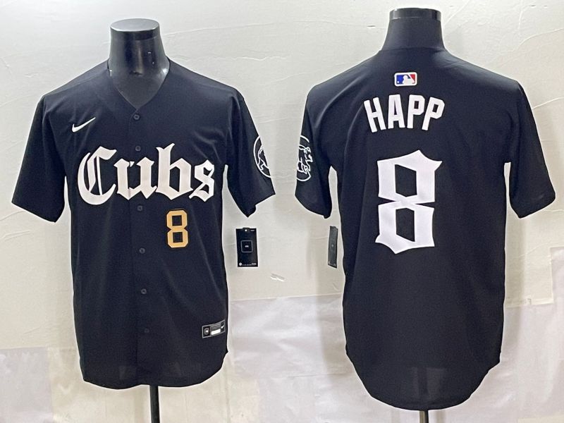 Men 2025 Chicago Cubs #8 Happ Black Five generations Joint Name Nike MLB Jersey style 4->chicago cubs->MLB Jersey